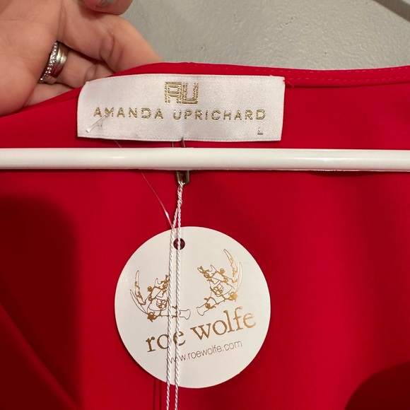 NWT Amanda Uprichard Francis Open Shoulder Flowy Red Top Large - Picture 2 of 9